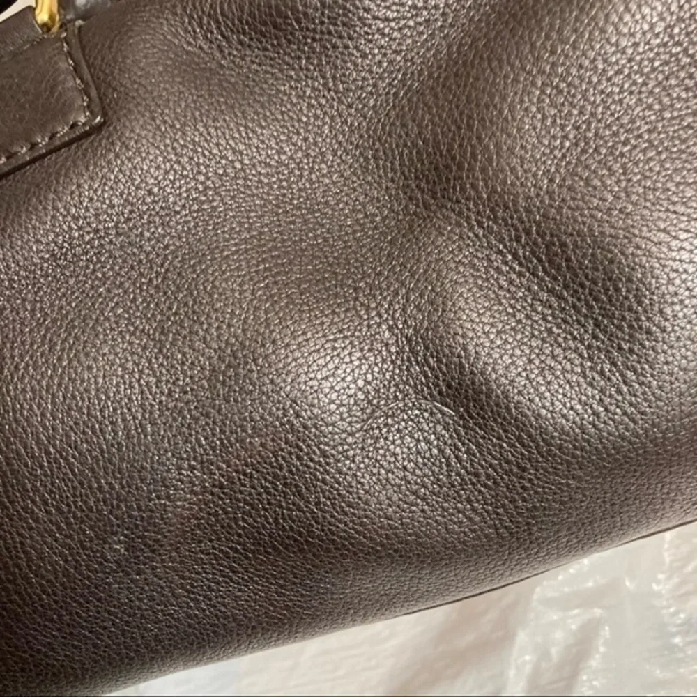 Michael Kors brown leather studded satchel bag